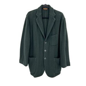 BARENA Venezia Men's Green Wool Knit Button Up Cardigan Blazer Sweater Size 54